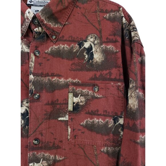 Columbia Men's Size XL Corduroy Hunting Shirt Red Dogs River Lodge - Picture 2 of 7